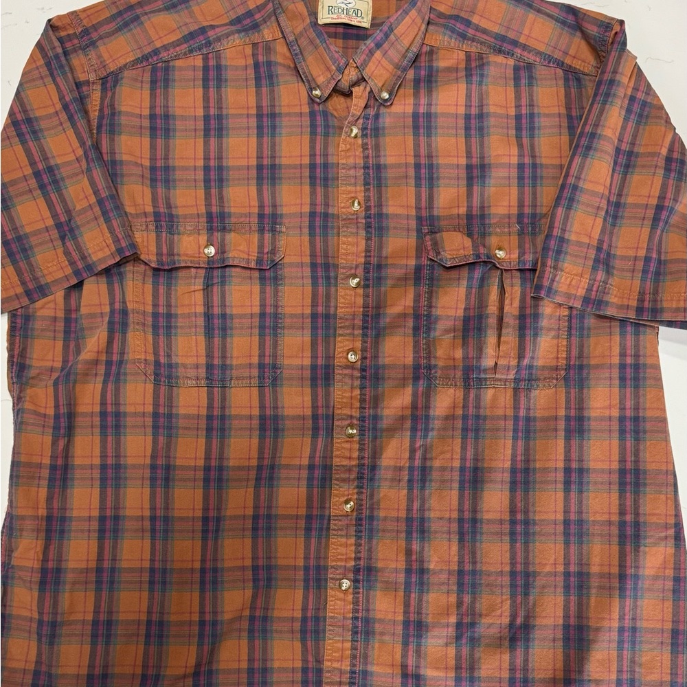 Redhead Men's Vintage Burnt Orange Plaid Shirt